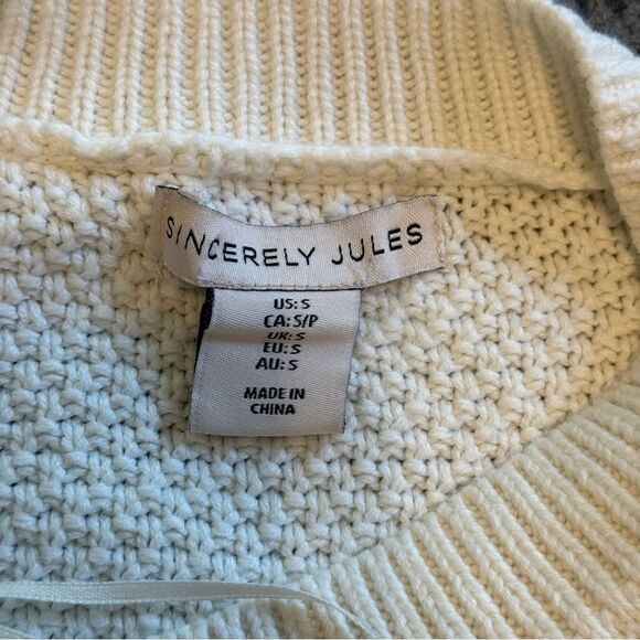 Sincerely Jules Cream Waffle Knit Button Front Cardigan Size Small - Picture 5 of 6
